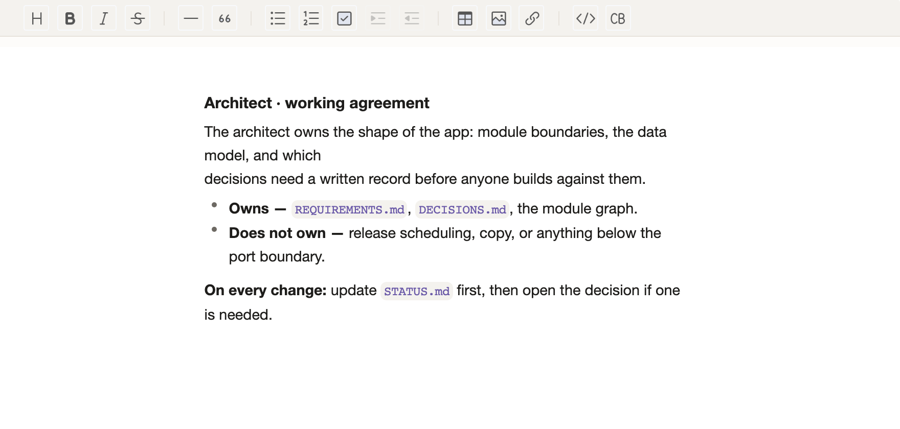 An agent working agreement, rendered.