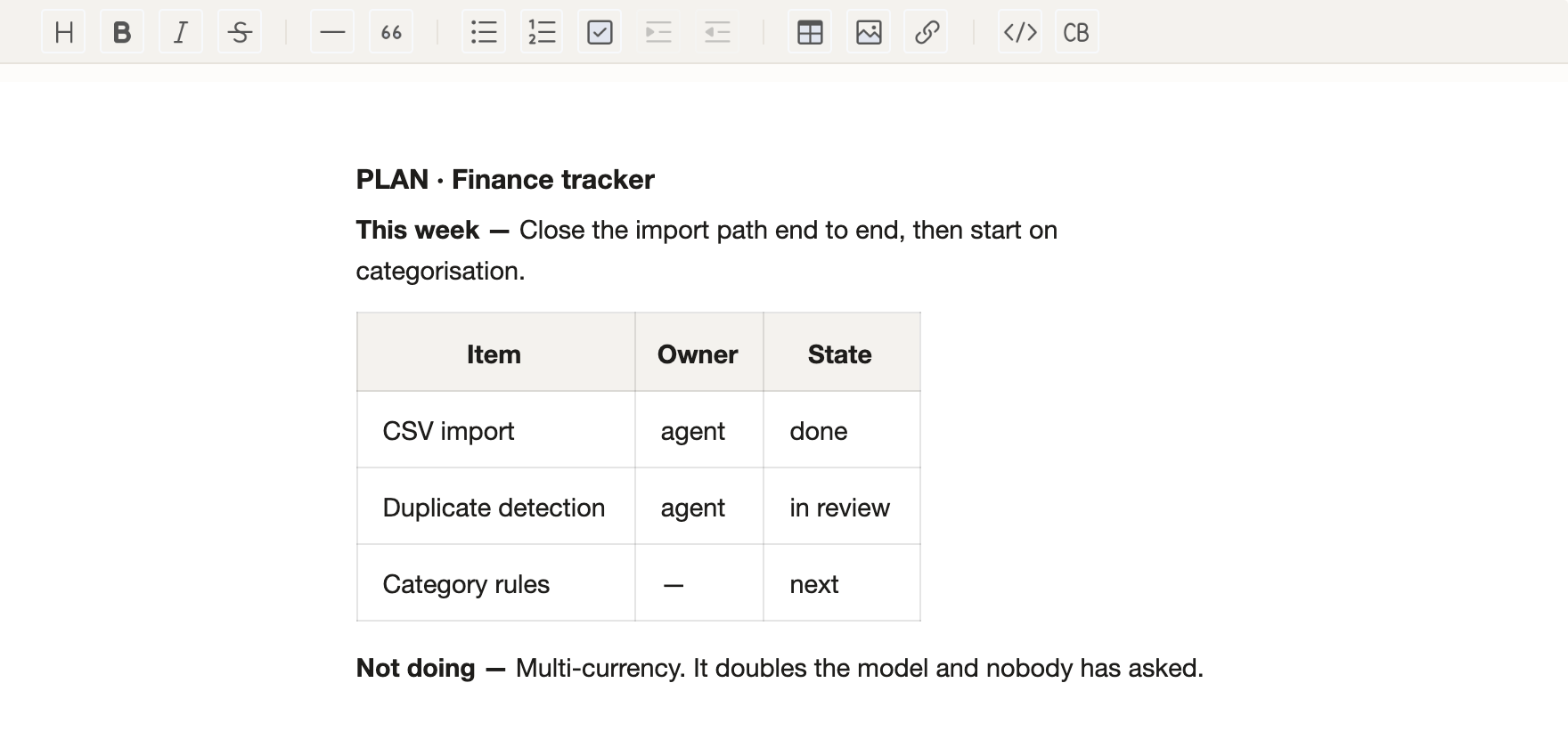 A project plan, rendered.
