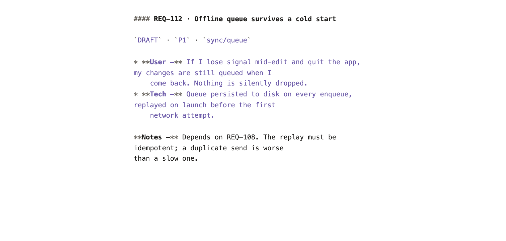 The MDWatch source view with Markdown syntax colouring.